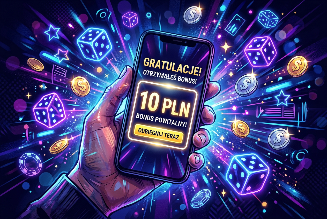 Golden coin with 10 PLN symbol representing a casino no deposit bonus gift