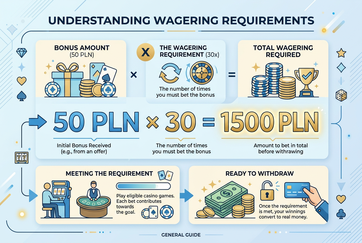 Infographic about casino wagering requirements and bonus terms