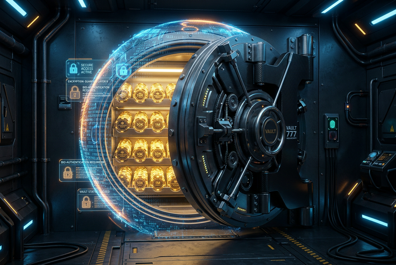Digital interface showing casino security and data protection symbols with a padlock