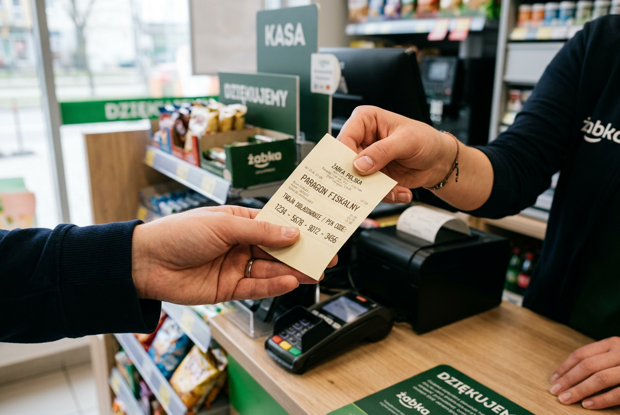 Proces zakupu vouchera Paysafecard w punkcie stacjonarnym